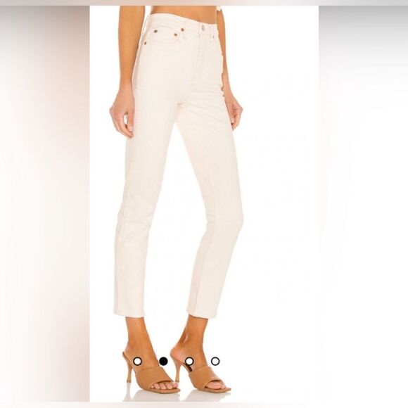 Revolve RE/DONE Orginals 90s High Rise Ankle Crop in Vintage White NEW Size 26 - Picture 2 of 16